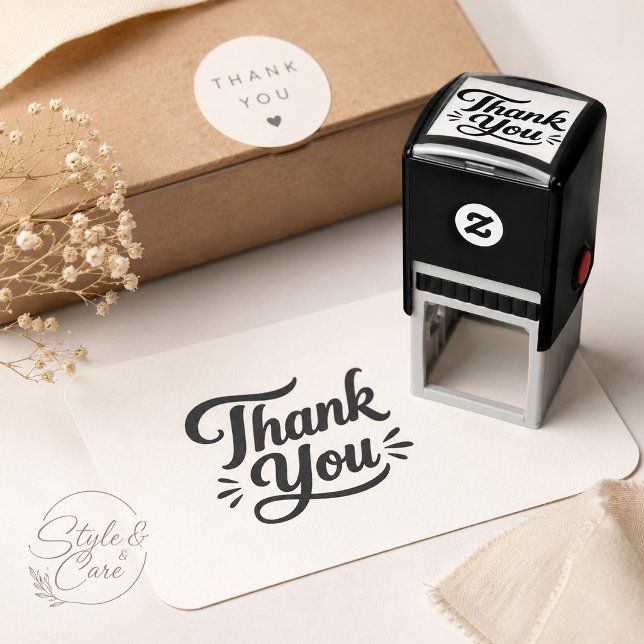 Sello Automático Tipografía Creativa Gracias (Creative Typography Thank You Self-inking Stamp)