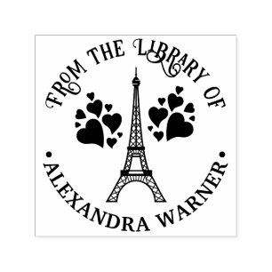 Sello Automático Torre Eiffel #2 Nombre del libro de la biblioteca 