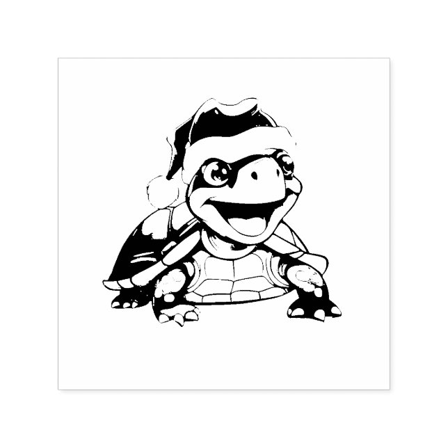 Sello Automático Tortuga de Navidades con sombrero de Santa (Diseño)