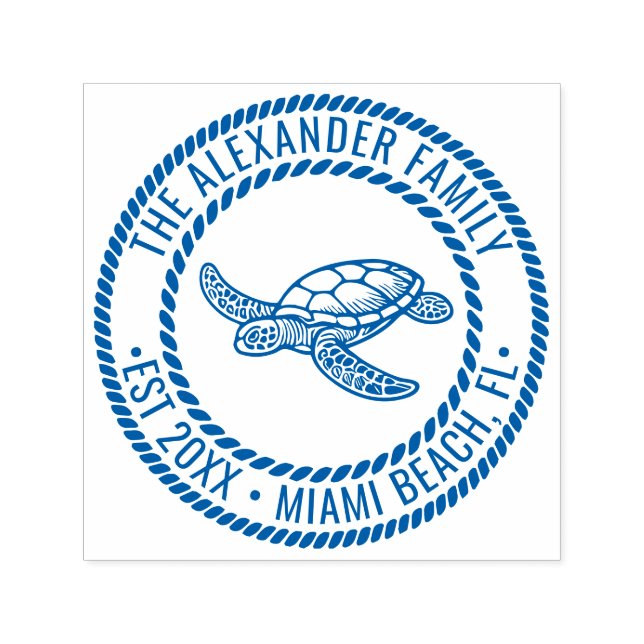 Sello Automático Tortuga marina #7 Nombre familiar Fecha Est Loc Ro (Diseño)