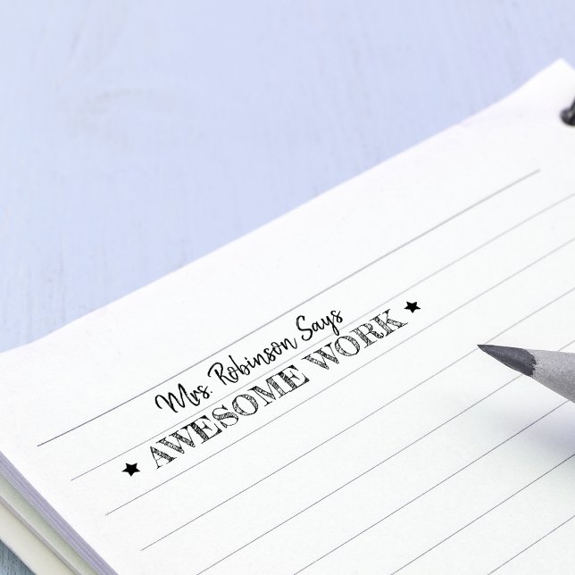 Sello Automático Trabajo asombroso | Maestros personalizados (Awesome Work | Personalized Teachers Self-inking Stamp)