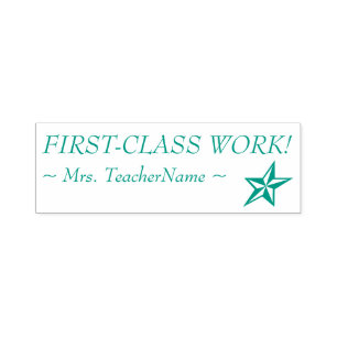 Sello Automático "¡TRABAJO DE PRIMERA CLASE!" Estampado de goma de