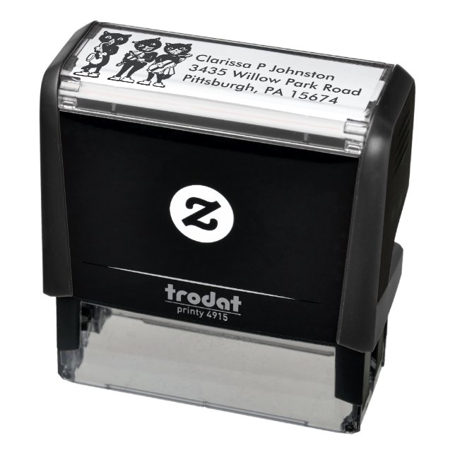 Sello Automático Tres gatos negros zapatos blancos tocando música (Producto)