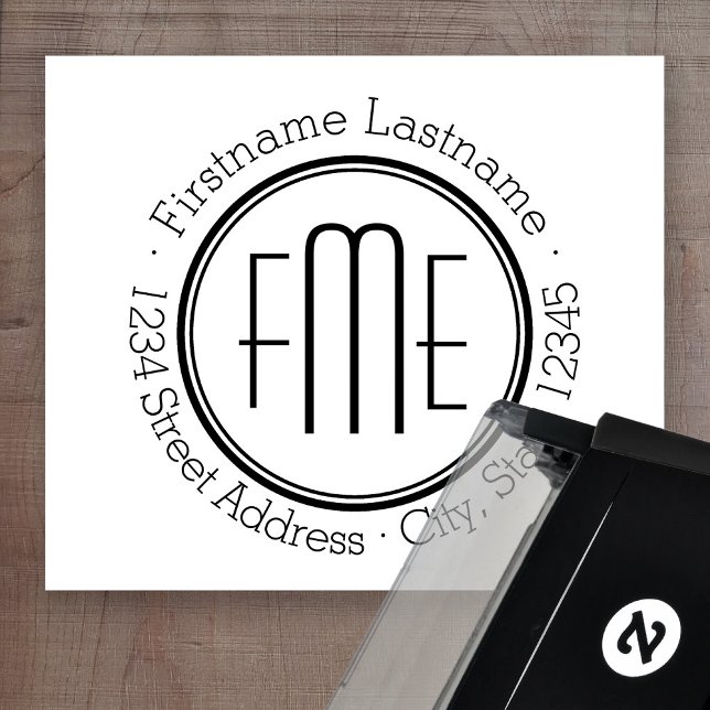 Sello Automático Triple monograma delgado con dirección de nombre y (Subido por el creador)