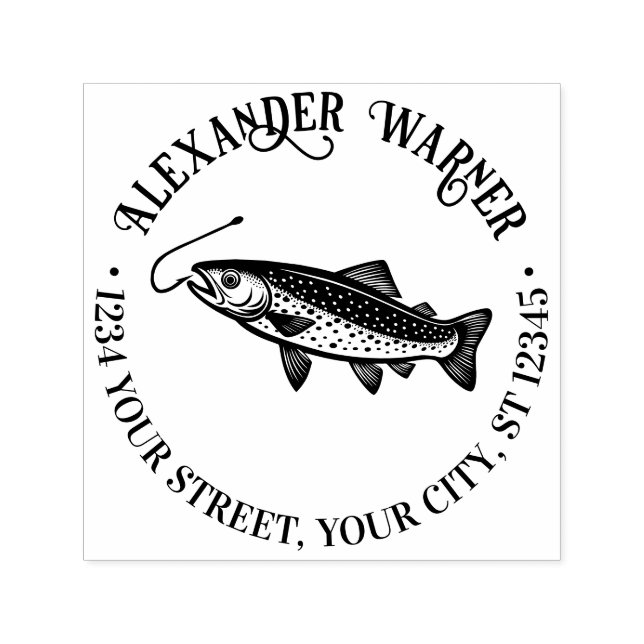 Sello Automático Trucha Rústica, dirección de devolución del nombre (Diseño)