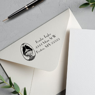 Sello Automático Two Ravens Illustration  Personalized
