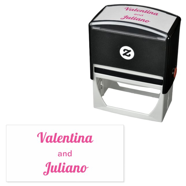 Sello Automático Typography Style Minimalist Pink Wedding Stamp (In Situ)