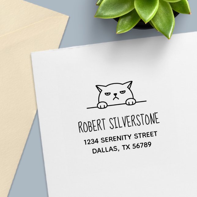 Sello Automático Un gato furioso de Moody que busca por encima de l (Subido por el creador)