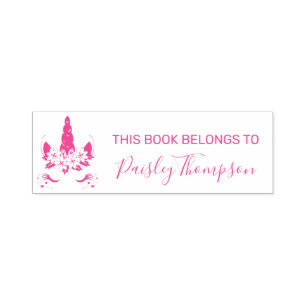 Sello Automático Unicornio floral - este libro pertenece a