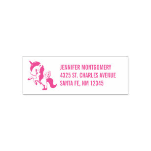 Sello Automático Unicornio rosado con alas
