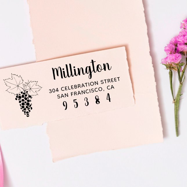 Sello Automático Uvas | Guión de nombre de familia y dirección de r (Subido por el creador)