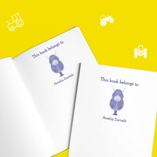 Sello Automático Vaca Highland personalizada Este libro pertenece a