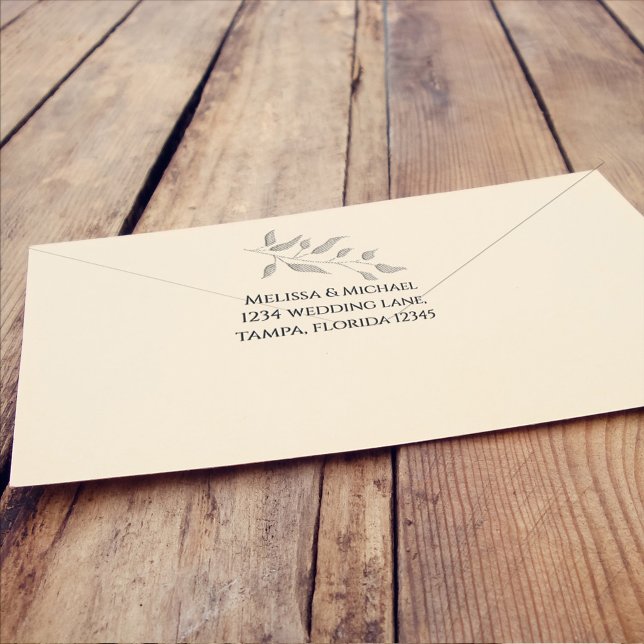 Sello Automático Verdor (Elegant return address stamp with botanical leaves greenery and foliage. )
