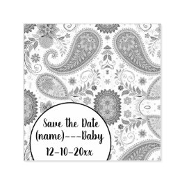 Sello Automático Vibrante patrón floral blanco Paisley Boho