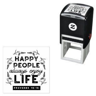 Sello Automático Vida Feliz con Fe – Proverbios 15:15 Arte
