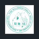 Sello Automático Vintage Christmas Gingerbread House Return Address<br><div class="desc">Navidades familia vuelta dirección sellado por sí mismo con su nombre y dirección en tipografía verde elegante con una casa de pan de jengibre de Navidad pintada a mano. Simplemente agrega tu nombre y dirección. Diseñado exclusivamente para usted por Happy Dolphin Studio. Si necesita ayuda o productos coincidentes, póngase en...</div>