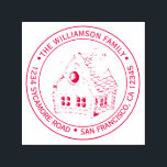 Sello Automático Vintage Christmas Gingerbread House Return Address<br><div class="desc">Navidades familia vuelta dirección sellado por sí mismo con tu nombre y dirección en tipografía roja elegante con una casa de pan de jengibre de Navidad pintada a mano. Simplemente agrega tu nombre y dirección. Diseñado exclusivamente para usted por Happy Dolphin Studio. Si necesita ayuda o productos coincidentes, póngase en...</div>
