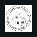 Sello Automático Vintage Christmas Gingerbread House Return Address<br><div class="desc">Navidades familia vuelta dirección sellado por sí mismo con su nombre y dirección en tipografía elegante con una casa de jengibre de Navidad pintada a mano. Simplemente agrega tu nombre y dirección. Diseñado exclusivamente para usted por Happy Dolphin Studio. Si necesita ayuda o productos coincidentes, póngase en contacto con nosotros...</div>