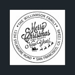 Sello Automático Vintage Christmas New Year Round Address<br><div class="desc">Navidades familia vuelta dirección sellado por sí mismo con tu nombre y dirección en tipografía elegante con una imagen de Feliz Año Nuevo pintada a mano y pintada a mano. Simplemente agrega tu nombre y dirección. Diseñado exclusivamente para usted por Happy Dolphin Studio. Si necesita ayuda o productos coincidentes, póngase...</div>