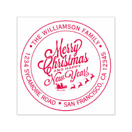 Sello Automático Vintage Christmas New Year Round Address