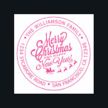 Sello Automático Vintage Christmas New Year Round Address<br><div class="desc">Navidades familia vuelta dirección sellado por sí mismo con tu nombre y dirección en una tipografía rosa y elegante con una bonito pintada a mano Feliz Navidad y una imagen de Feliz Año Nuevo. Simplemente agrega tu nombre y dirección. Diseñado exclusivamente para usted por Happy Dolphin Studio. Si necesita ayuda...</div>