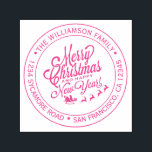 Sello Automático Vintage Christmas New Year Round Address<br><div class="desc">Navidades familia vuelta dirección sellado por sí mismo con tu nombre y dirección en una tipografía rosa y elegante con una bonito pintada a mano Feliz Navidad y una imagen de Feliz Año Nuevo. Simplemente agrega tu nombre y dirección. Diseñado exclusivamente para usted por Happy Dolphin Studio. Si necesita ayuda...</div>