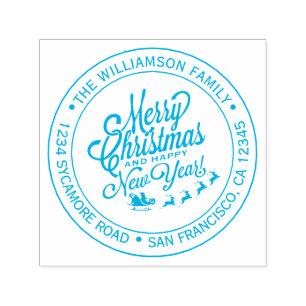 Sello Automático Vintage Christmas New Year Round Address