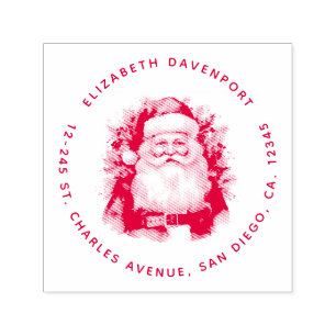 Sello Automático Vintage Christmas Santa Claus Sonrisa Dirección