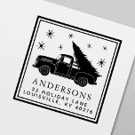 Sello Automático Vintage Truck Christmas Tree dirección<br><div class="desc">¡Difundan alegría por las vacaciones con este encantador sello de auto-tinta! Con un camión rojo vintage que lleva un árbol de Navidad, este diseño festivo es perfecto para personalizar tarjetas de Navidad, cartas de vacaciones y etiquetas de regalo. Añade fácilmente tu dirección de devolución a tus correos y añade un...</div>
