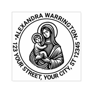 Sello Automático Virgen Madre María Niño Jesús #2 Nombre Dirección