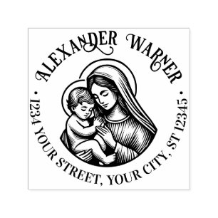 Sello Automático Virgen Madre María Niño Jesús #3 Nombre Dirección