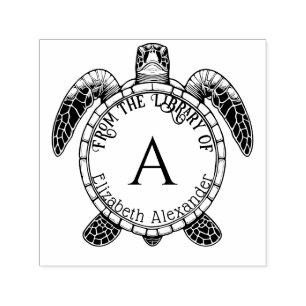 Sello Automático Vista de Belly de tortuga marina Nombre libro de b