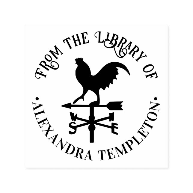 Sello Automático Weathervane #3 Round Library Book Name (Diseño)