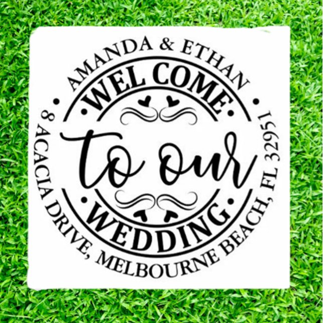 Sello Automático Wedding  Simple  (Personalize your special day with a Wedding Simple Self-inking Stamp)