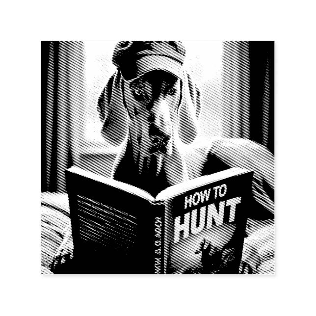 Sello Automático Weimaraner lee un libro sobre cómo cazar (Diseño)