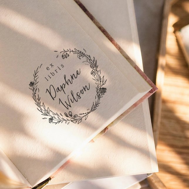 Sello Automático Whimsical Floral Frame Calligraphy Ex Libris Book (Subido por el creador)