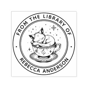 Sello Automático Whimsical Fox Book Stamp
