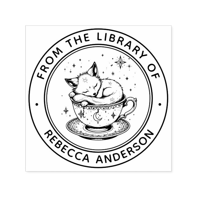 Sello Automático Whimsical Fox Book Stamp (Diseño)