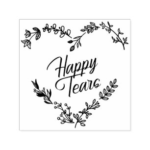 Sello Automático Wildflowers Heart Happy Tears Wedding Quote