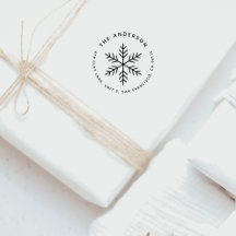 Winter Snowflake Modern Round Return Address