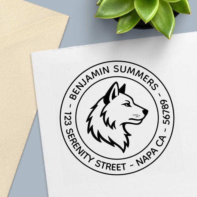 Sello Automático Wolf Head Profile Round Address (Subido por el creador)