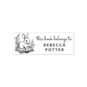 Sello Automático Woodland Bunny Rabbit Book pertenece a ex Libris