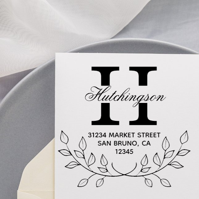 Sello Automático Wreath dibujada a mano | Dirección de devolución v (Subido por el creador)