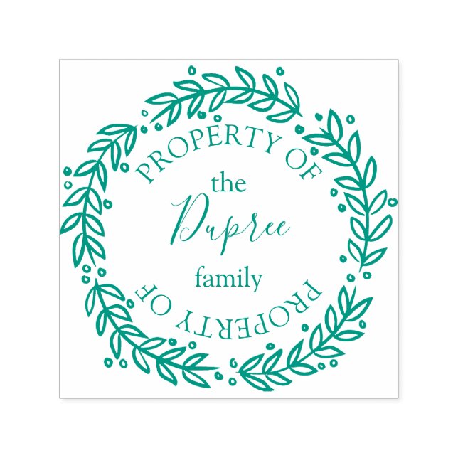 Sello Automático Wreath dibujada a mano propiedad de Name (Diseño)