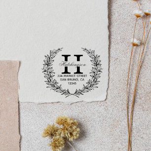 Sello Automático Wreath floral de mano verde   Dirección de devoluc