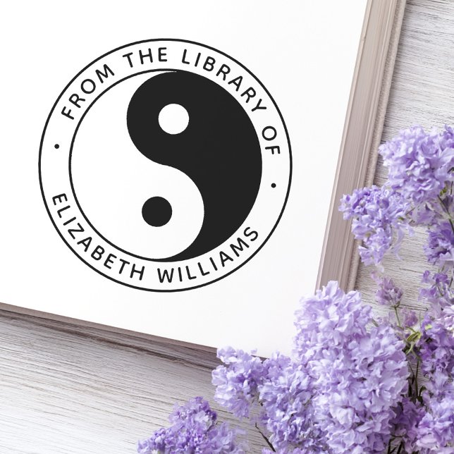 Sello Automático Yin yang de la biblioteca del libro nombre persona (Yin yang from the library of book custom name self-inking stamp)