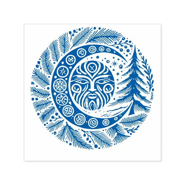 Sello Automático Yule Solsticio de Invierno Greenman                (Diseño)