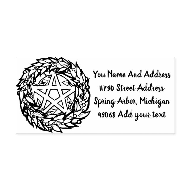 Sello Automático Yule Wreath Pentacle Pagan (Diseño)