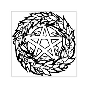 Sello Automático Yule Wreath Pentacle Pagan