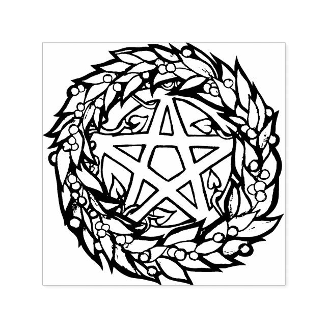 Sello Automático Yule Wreath Pentacle Pagan (Diseño)